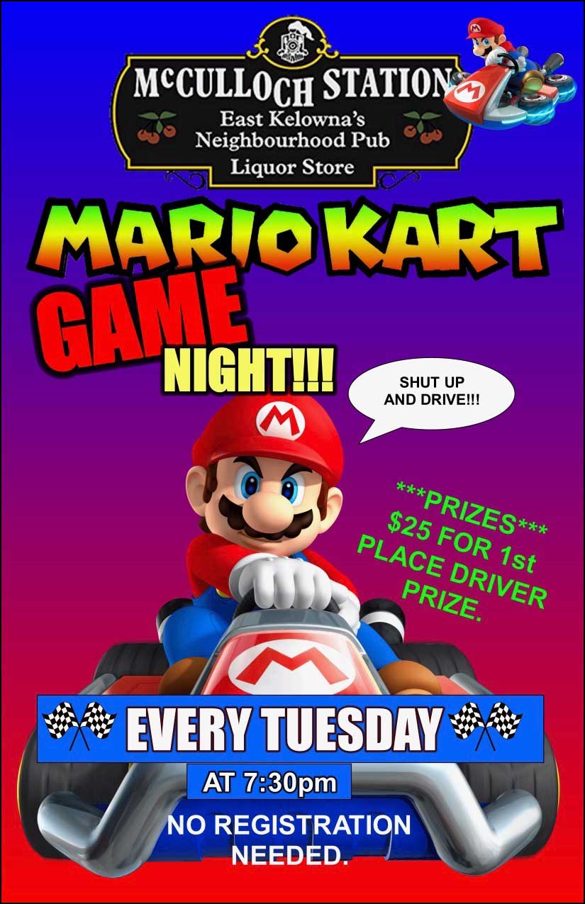 image of McCulloch Station featuring Mario Fun night every Tuesday promotion