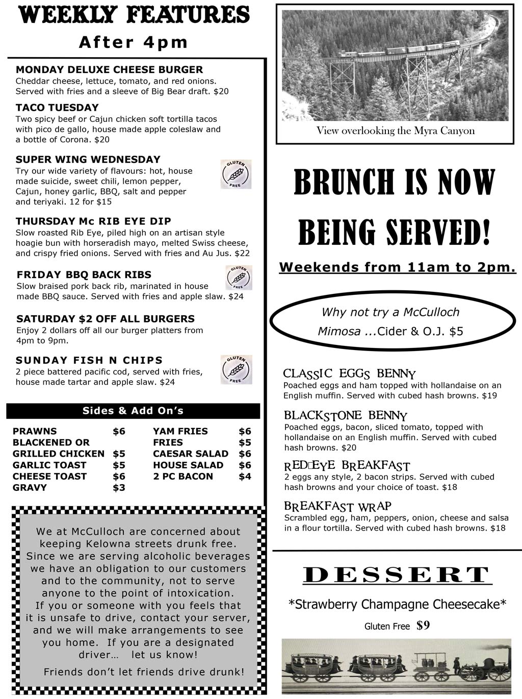 image of pub menu
